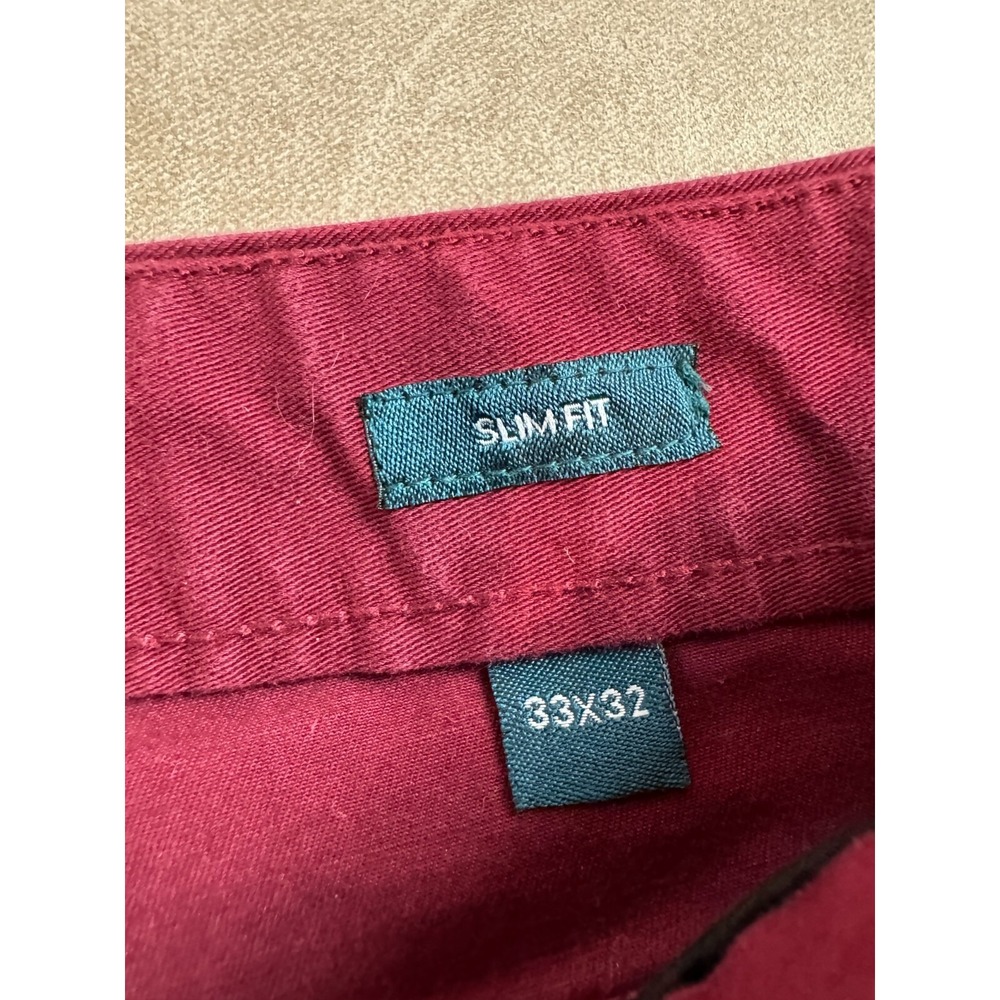 Taylrd Mens Slim Fit Mid Rise Straight Cotton Blend Lined Red Chino Pants 33x32 - Picture 4 of 8